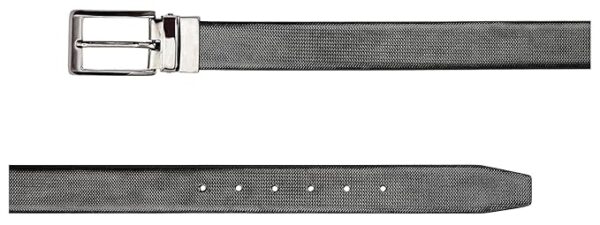 Men Black Textured Genuine Leather Reversible Belt Honey Article - Image 5