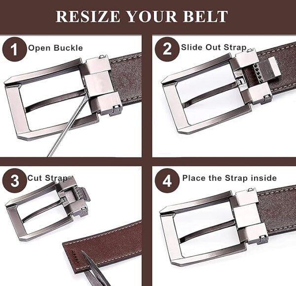 Fish Scale Reversible Leather Belt – Genuine Leather Craft with Imported Buckle for Men - Image 7