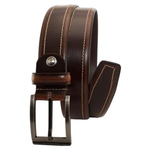 Trend England Men's Leather Belt - Pull-SM Collection, Waxy Brown with Oil Pull-Up Finish, Stylish & Durable Design
