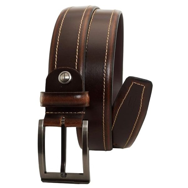 Trend England Men's Leather Belt - Pull-SM Collection, Waxy Brown with Oil Pull-Up Finish, Stylish & Durable Design