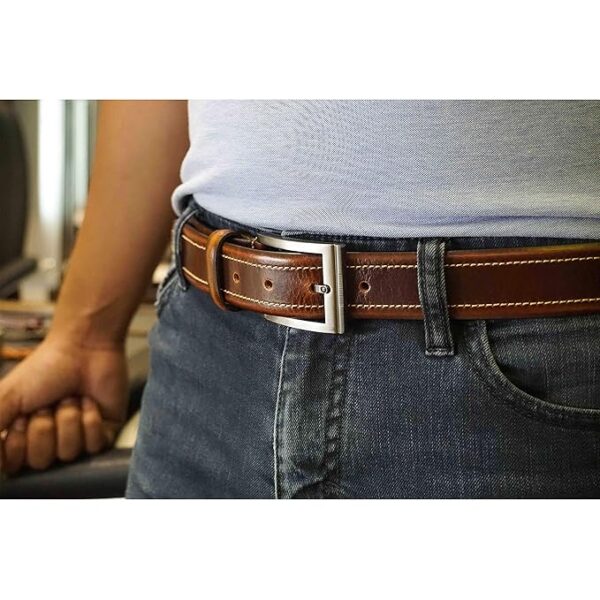 Trend England Men's Leather Belt - Pull-SM Collection, Waxy Brown with Oil Pull-Up Finish, Stylish & Durable Design - Image 4