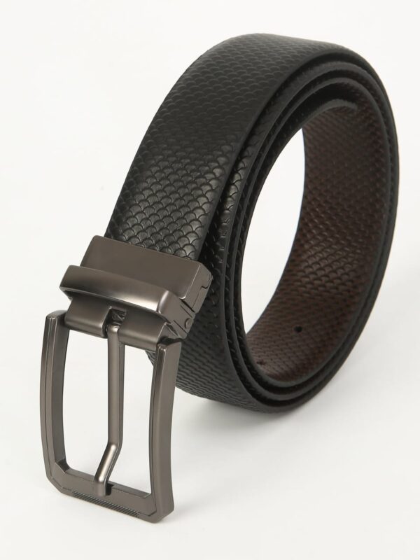 Fish Scale Reversible Leather Belt – Genuine Leather Craft with Imported Buckle for Men